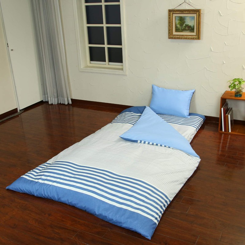 Sanko Futon Cover, Border Pattern, Double Long, Navy, Full Open