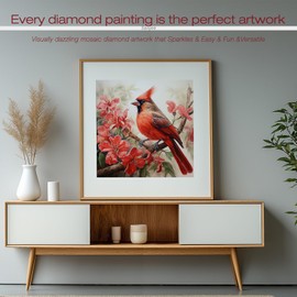 Sanjee Cardinal Diamond Painting Kits for Adults, 5D Diamond Art Kits for Beginner, DIY Round Full Drill Diamond Dots Paintings Diamond Painting for Home Wall Decoration Gift, 12x12inch