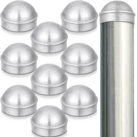 Yaocom 10 Pcs 2-3/8" Chain Link Fence Post Cap Round Dome External Post Caps Aluminum Chain Link Only Use for Outside Diameter Outdoor Fence Parts, Silver