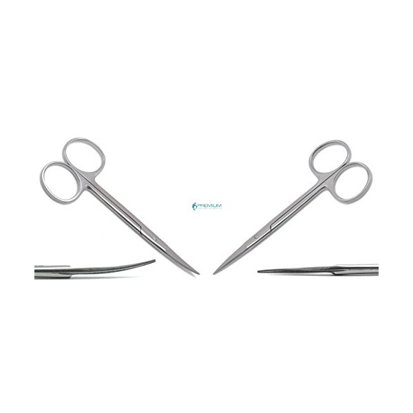 2 Pcs Iris Scissors Straight & Curved 4.5" Surgical Dental
