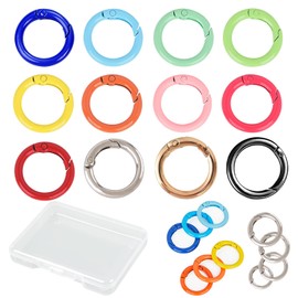 Niaciswe Runde Karabiner Schlüsselring 32 Stück Karabiner Rund Runde Karabiner Schlüsselanhänger Karabinerhaken Rund Schlüsselring Klein Clip Ringe Haken für Bastelarbeiten DIY Schlüssel (12 Farben)