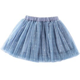 Falda de tutú de tul suave a cuadros para niñas pequeñas, vestido de princesa de 1 a 10 años, Gris-Azul, 4-5T