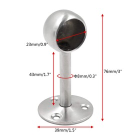 Eilumduo 8Pcs 22mm/0.9" Dia Stainless Steel Closed Rod Holder, Wardrobe Pole Holder Flange Socket, Heavy Duty Shower Curtain Rod Brackets, Pipe Pole Rod End Support Ceiling Mount with Screws