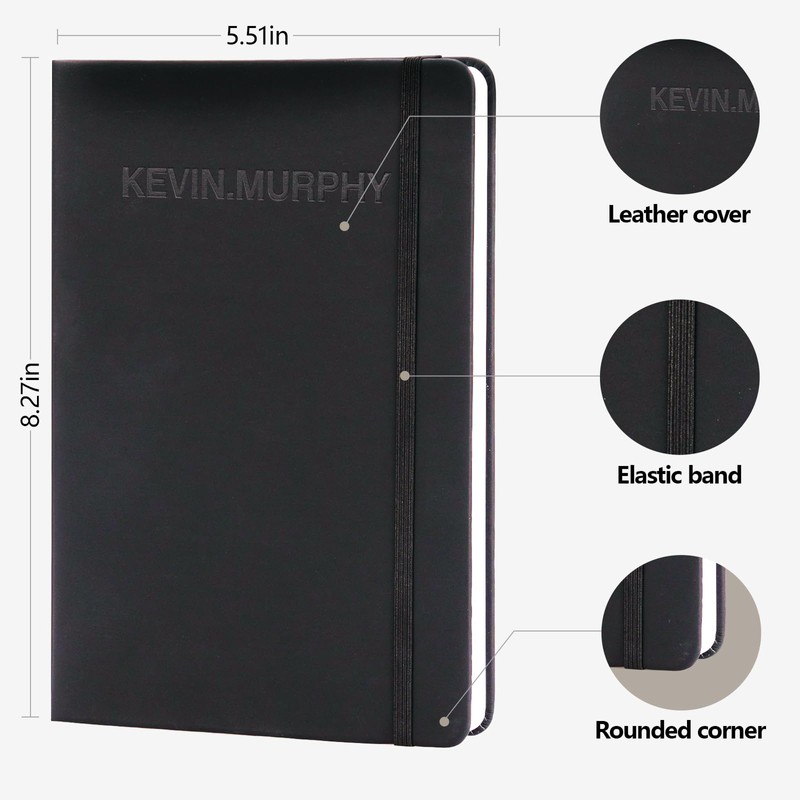 256 Pages Hardcover Leather Notebooks, 80Gsm Classic Lined Journal for
