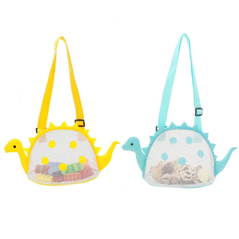 Dinosaur Mesh Beach Bag for Kids Shell Collecting Totes Portable