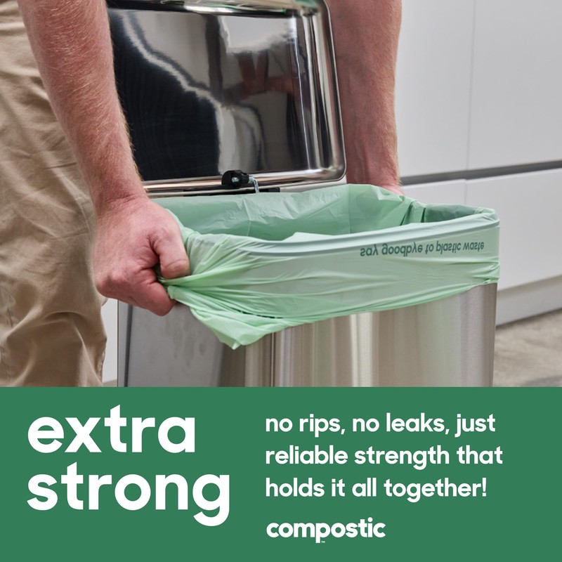 Compostic Home Compostable Trash Bags, 2.99 Gallon Small Kitchen Rubbish