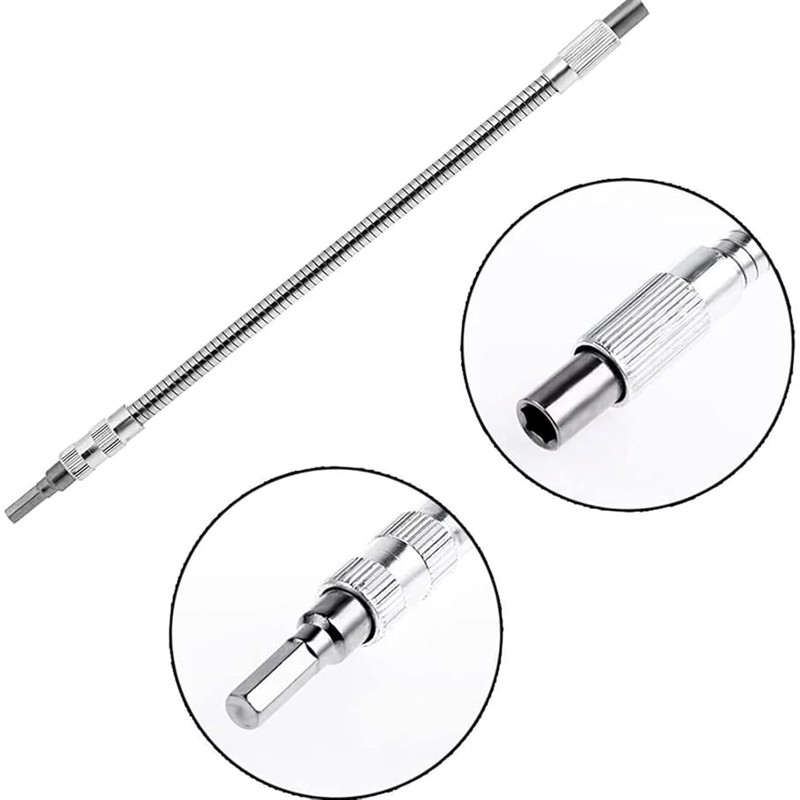 5-Piece Set Flexible Drill Extensions, Flexible Shaft Drill, 1/4 Inch