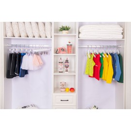 Quality 12 Inch White Kids Wooden Hangers - Children Hangers with Multifunctional Notches & 360 Degree Swivel Chrome Hook - Kid Coat Hangers for Clothes Size 8 and Smaller (White, 20)