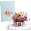 3D Flower Card, 3D Flower Basket Pop-Up Card, Pop-up Greeting