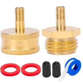 Breezliy RV Brass Blow Out Plug,Tire Inflation Valve to Female/Male Garden Hose Faucet,Winterize Blow Out Adapter,Suitable for campers, motorhomes and travel trailers(Female+Male)