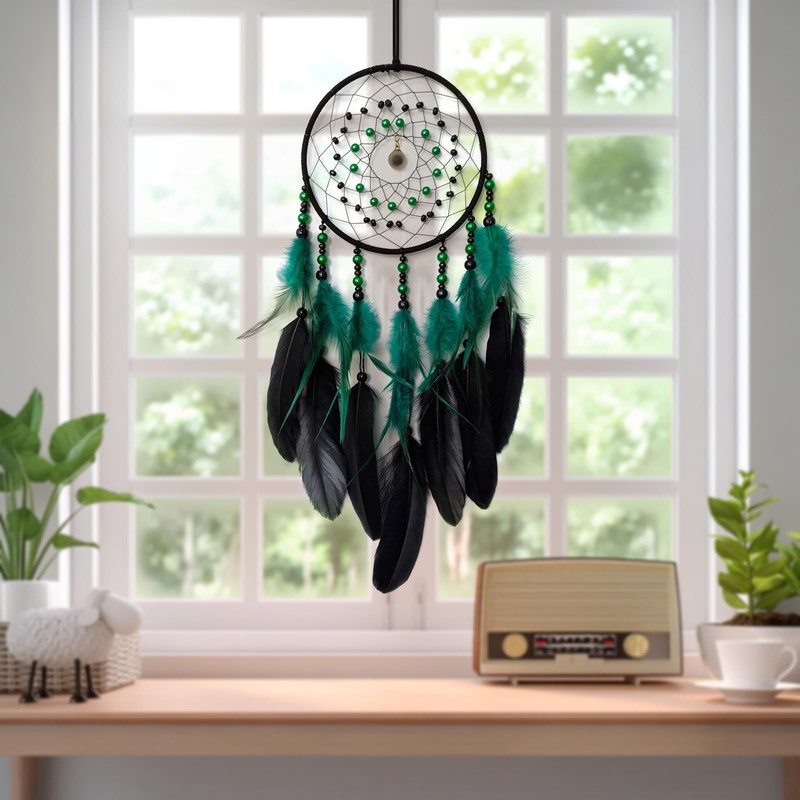 Donko Green and Black Dream Catcher with Pendant