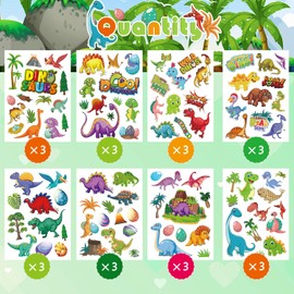 SAKAIPA 24 Sheets Animal Stickers for Kids Toddler, Make Your Own Safari Animal Mix and Match Sticker for School Classroom Techer Reward Stickers Birthday Party (Dinosaur Stickers)