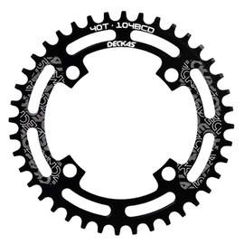 DECKAS 104BCD 40T 42T 44T 46T 48T 50T 52T Narrow Wide Chainring Single Chainring for 7/8/9/10/11/12-Speed (Round Black, 46T)