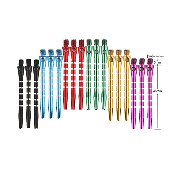 BIPY 18/Pack Dart Shafts Aluminium Medium Harrows 2BA Colored Darts Stems Metal Throwing Toy 6 Colors â¦