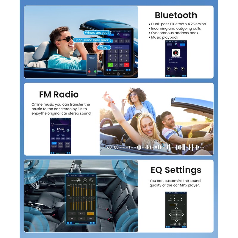 10.4 Inch Car Stereo Single Din Touch Screen Wireless Carplay,