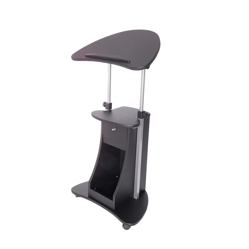 Techni Mobili Sit-to-Stand Mobile Medical Laptop Computer Cart, Black, Adjustable