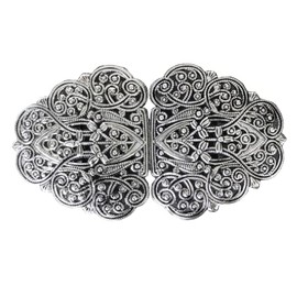 Hartmann-Knöpfe Silver Traditional Aprons Dirndl Buckle Clasp Metal for Sewing 90 mm x 50 mm (Pack of 1), silver