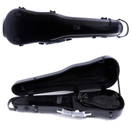 ModouString Violin case 3/4 4/4 size lightweight Carbon Fiber hard shell with backstraps Violin Box Strong Durable (black)