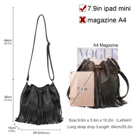Gladdon Leather Bucket Bags for Women Crossbody Purses Ladies Shoulder Handbags Black