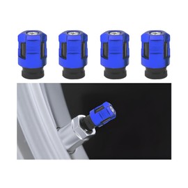 HZEL Car Tire Valve Stem Caps, 4PCS Aluminum Alloy Vehicle Air Caps Cover, Corrosion Resistant Leakproof Automobile Wheel Valve Stem Cover, Universal for Sedans Trucks Motorcycles (Blue)