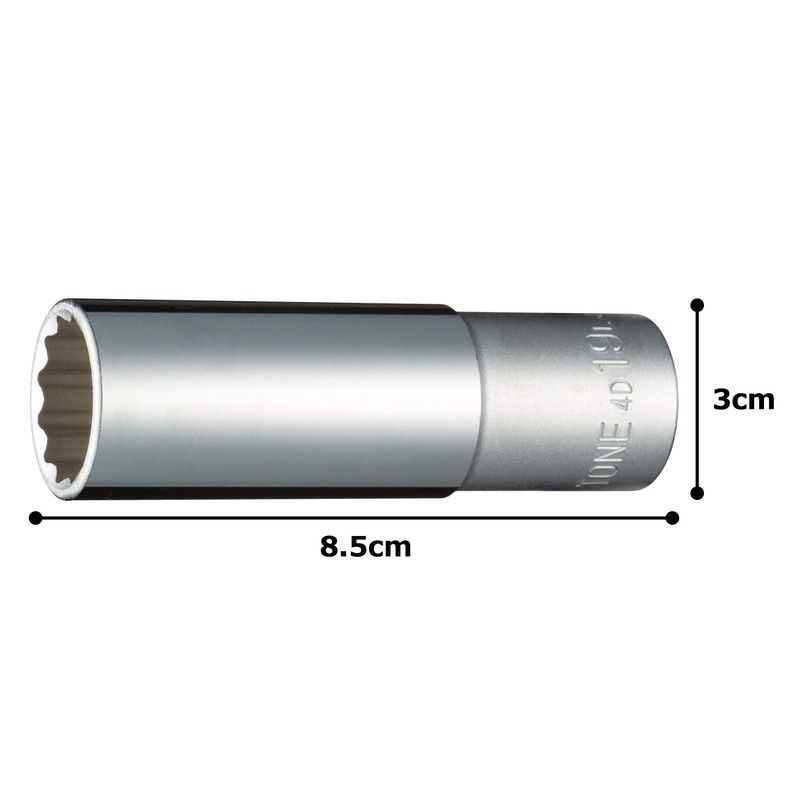 TONE Deep Socket (12 Square) 4D-19L Insertion Angle 0.5 inch