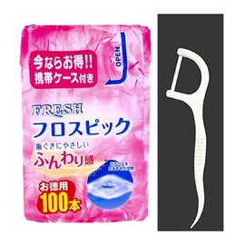 (Finely Removes Plaque) Fresh Floss Pick, Fluffy Material and Gentle to Use. Suitable for Both Front and Back Teeth, Small Head and Easy to Use, Convenient Pick, Pack of 100 (2 Pieces)