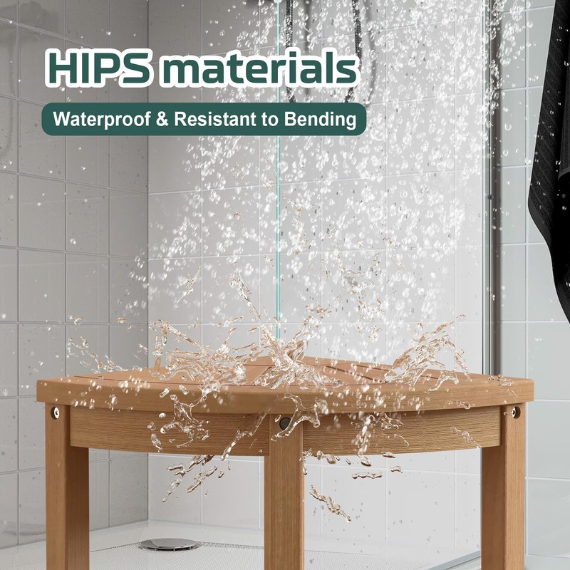 BEKVEM Waterproof Corner Shower Stool for Inside Shower, Poly Lumber