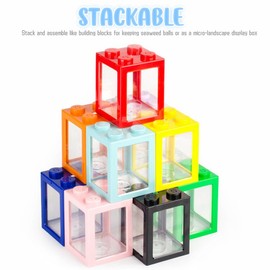 Mini Sea Monkey Tank, Small Shrimp Tank Stackable Mini Aquariums for Fairy Shrimp Eggs Moss Balls, 0.25 Gallon Temporary Betta Fish Tank Ant Feeding Case Mini Reptile Tank