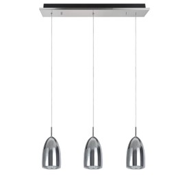 Aspen Creative Adjustable 3 Hanging Ceiling, Contemporary Design in Chrome, Metal Shade, 22-3/4" Wide 61073-1 Three-Light LED Pendant Finish