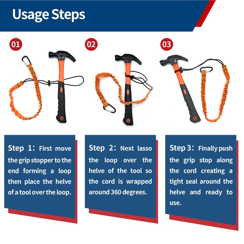 SOCROTO 3 Foot Tool Lanyard 5PCS Tool Tether Safety Tool