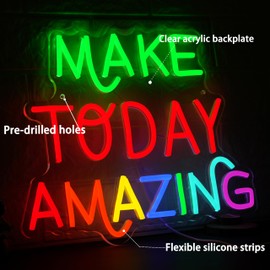AEHEMNGZ Make Today Amazing Neon Sign for Wall Decor USB Dimmable Inspiring Amazing Led Neon Light Affirmation Positive Neon Light Sign for Classroom Bedroom Office Gym Yoga Decor