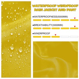 SWISSWELL Girls Rain Suit Waterproof Youth Rain Gear and Girl Rain Pants Breathable Reflective with Hood Yellow 6-8 Years