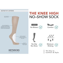 KEYSOCKS Weekend No Show Knee High Socks, Comfortable Sidekick for Casual Fun (Plus Size, Lavender)