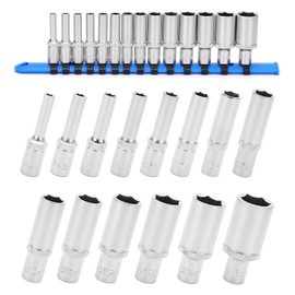 Mayouko 14-Piece 1/4-Inch Drive 6-Point Deep Impact Socket Set, CR-V Steel, 4 mm - 15 mm