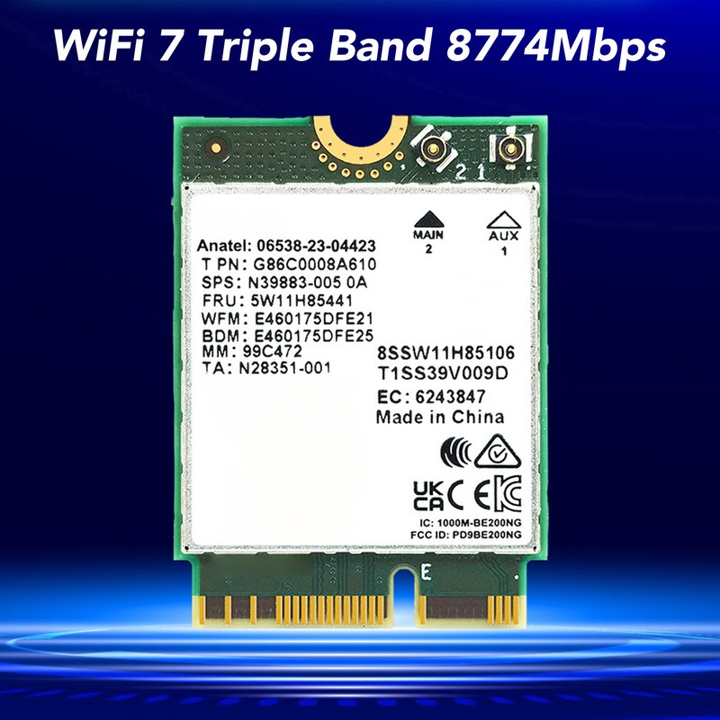 WiFi 7 Card 2.4G 574Mbps 5G 2400Mbps 6G 5800Mbps BT