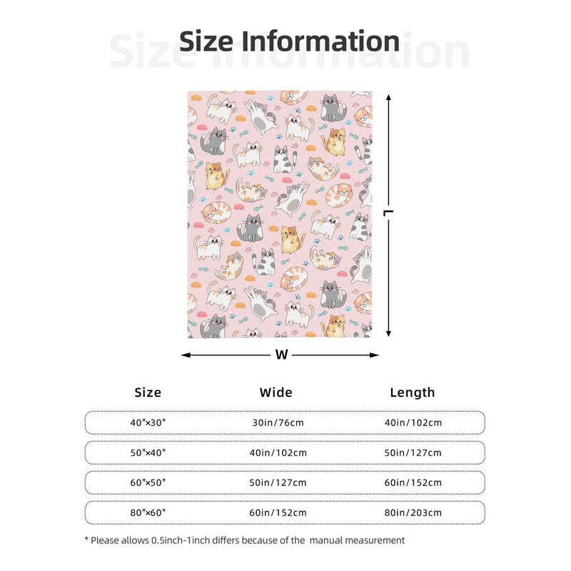 Pink Cat Blanket 50"x40" Cozy Fluffy Plush Blankets with Cats