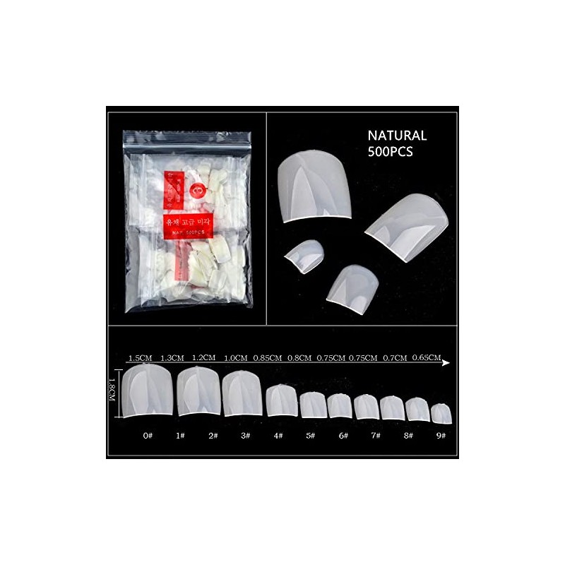 500 Pieces Acrylic False Toenails Natural Full Cover Artificial Square