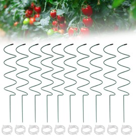 10 Pack Tomato Twist Stake, 16.3" Twisted Tomato Stakes with 20PCS Plant Support Clips Climbing Plant Support Stakes for Tomato, Cucumbers, Vegetable, Flower Indoor Outdoor