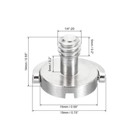 PATIKIL 1/4-20 Thread 14mm Length D-Ring Stainless Steel Camera Fixing Screws, 2 Pack D Shaft Quick Release Plate Screw for Camera Tripod/Monopod, Silver