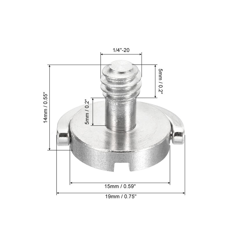 PATIKIL 1/4-20 Thread 14mm Length D-Ring Stainless Steel Camera Fixing