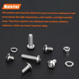 HELIFOUNER 240 Pieces M5 x 6mm /8mm /10mm /12mm /16mm /20mm /25mm, Button Head Socket Cap Screws Bolts Washers Nuts Kit, 304 Stainless Steel