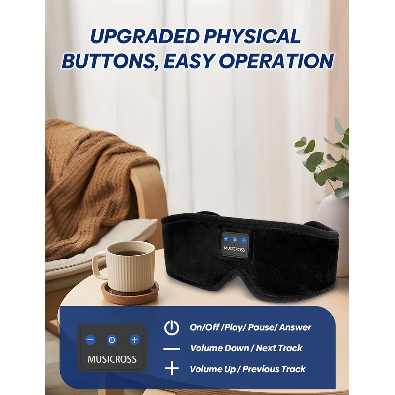 Bluetooth Sleep Mask with Headphones, 3D Bluetooth Eye Mask for