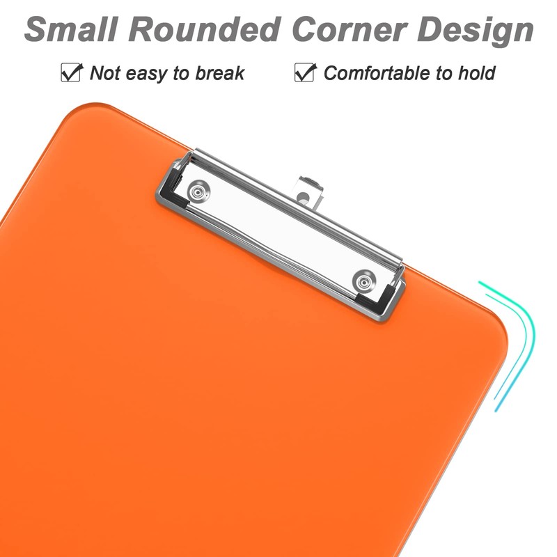 Hnogri Plastic Clipboards, Orange Clip Board Standard A4 Letter Size