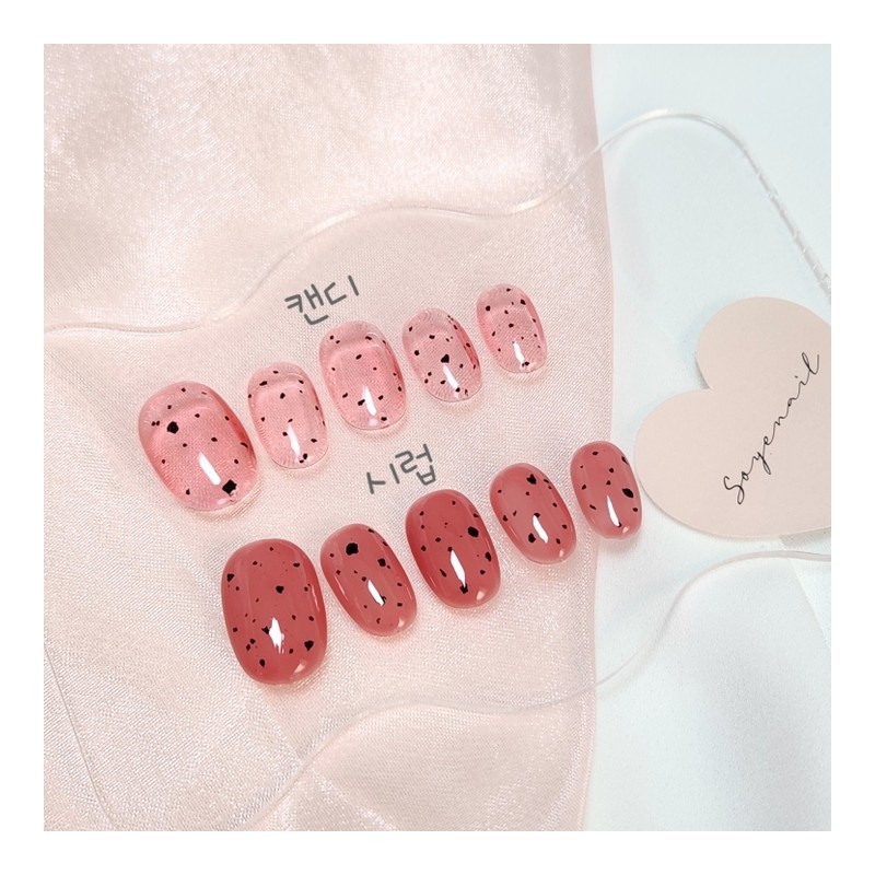 Strawberry Cow Nail Tips - Oval / 딸기카우 네일팁 -