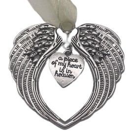Aretro Christmas Angel Wings Memorial Ornaments “A Piece of My Heart is In Heaven” Angel Wing Pendants Christmas Tree Ornaments Xmas Party Decorations