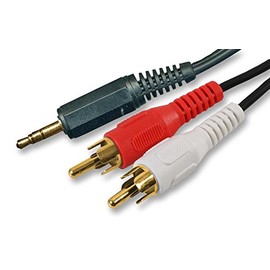3.5MM ST TO 2X PHONO, GOLD, 1M, Audio & Video Cable Assemblies QTY X 1