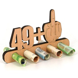 Giftota - Original Funny 50th Birthday Money Gift, Wood - 49 + 1 - Gift for 50th Birthday - Birthday Anniversary - Wooden Gifts - Gifts for Friends, Family