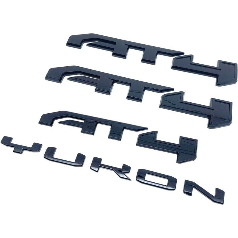 4Pc Door Rear AT4 Yukon Emblems Letters 3D Badge Nameplate