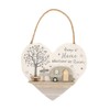 1 x Shabby Chic Heart Shaped 3D Wooden Caravan Holiday