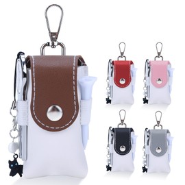 Golf Ball Case Set of 2 with Ball Pouch (Holds 2 Balls) + Green Fork + 3 54mm Tees - All in One Golf Equipment for All Your Small Items - Easy to Put On and Take Off - Great Gift or Competition Prize